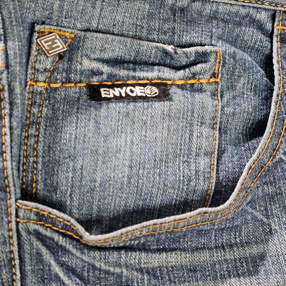 Enyce Jeans Mens 46 Blue Sean Combs Relaxed Straight Leg Embroidered Denim Y2K